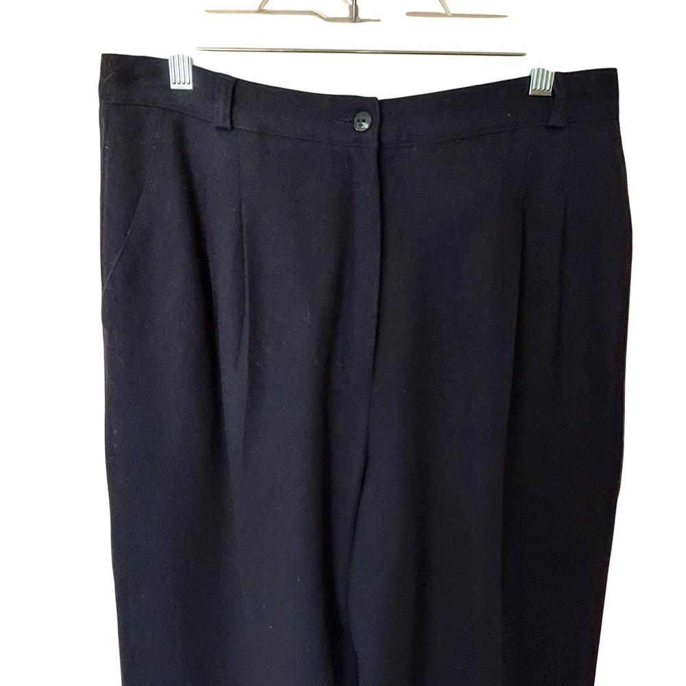 Vtg Radcliffe Petites Women's Navy Blue Wool Pleated Trousers Size 16